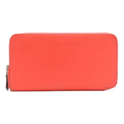 Pre-owned Hermes Rose Jaipur Epsom Leather Silk Long Wallet (bi-fold) ()