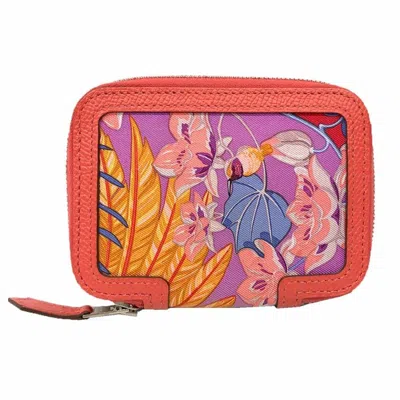 Pre-owned Hermes Rose Jaipur Silk Epsom Leather Coin Purse/coin Case ()