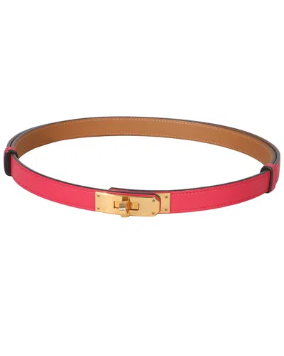 Pre-owned Hermes Hermès Rose Mexico Epsom Kelly 18 Belt Ghw (authentic Pre-loved)