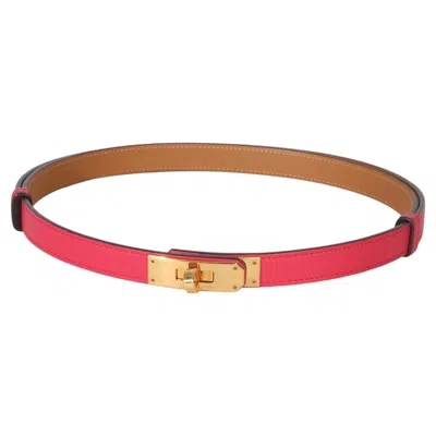 Pre-owned Hermes Hermès Rose Mexico Epsom Kelly 18 Belt Ghw In Red