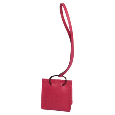 Pre-owned Hermes Hermès Rose "orange Bag Charm" In Red