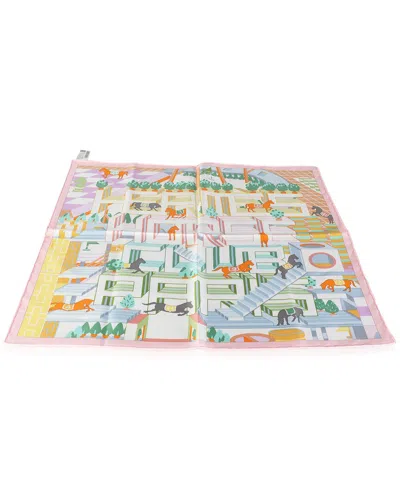Pre-owned Hermes Hermès Rose Pale Vert Jaune Silk Horse Club Detail Scarf 45 (authentic Pre-  Loved)
