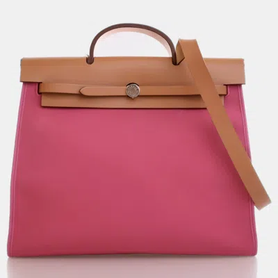 Pre-owned Hermes Rose Pourpre Toile Militaire Herbag Zip 31