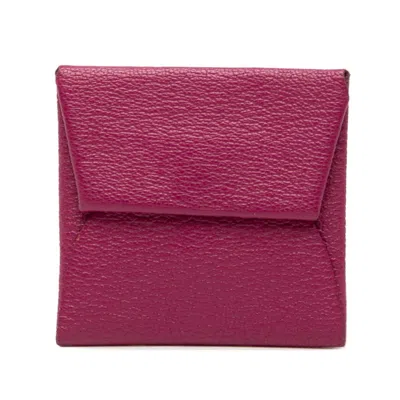 Pre-owned Hermes Rose Purple Chevre Leather Coin Purse/coin Case ()