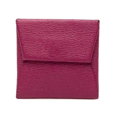 Pre-owned Hermes Rose Purple Chevre Leather Coin Purse/coin Case ()