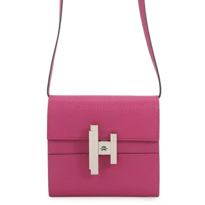 Pre-owned Hermes Rose Purple Chevre Myzore Leather Chain/shoulder Wallet ()