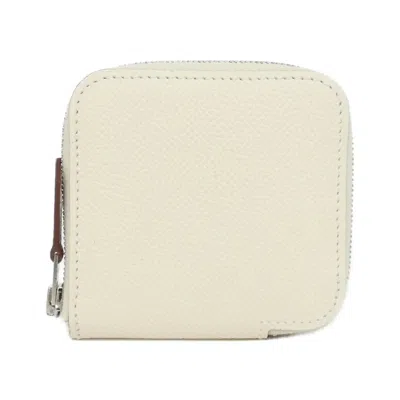 Pre-owned Hermes Rose Purple Epsom Leather Silk Coin Purse/coin Case ()