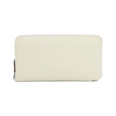 Pre-owned Hermes Rose Purple Epsom Leather Silk Long Wallet (bi-fold) ()