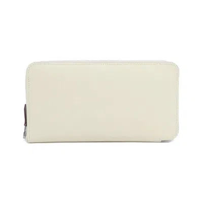 Pre-owned Hermes Rose Purple Epsom Leather Silk Long Wallet (bi-fold) ()
