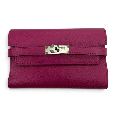 Pre-owned Hermes Rose Purple Epsom Leather Wallet (tri-fold) ()