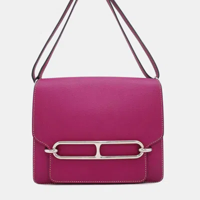 Pre-owned Hermes Rose Purple Evercolor Roulis 23 Shoulder Bag