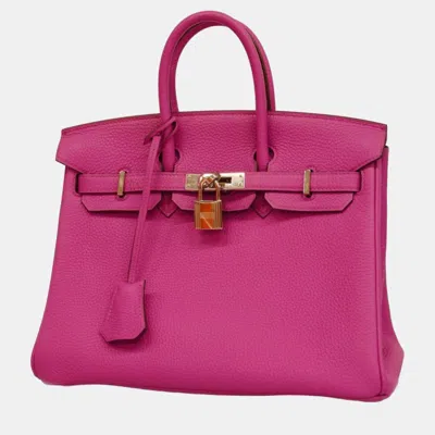 Pre-owned Hermes Rose Purple Togo A Stamp Birkin 25 Ladies Handbag