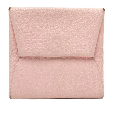 Pre-owned Hermes Rose Sakura Chevre Myzore Leather Coin Purse/coin Case ()