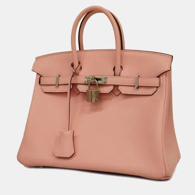 Pre-owned Hermes Rose Sakura Swift Birkin Engraved Handbag In Pink