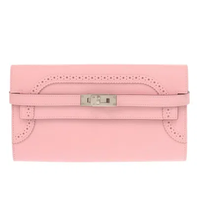 Pre-owned Hermes Rose Sakura Swift Leather Long Wallet (bi-fold) ()