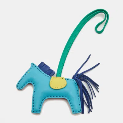 Pre-owned Hermes Rose Shocking/bleu Azteque/bleu Electrique/menthe/soufre/violet Milo Leather Grigri Rodeo Bag Charm 