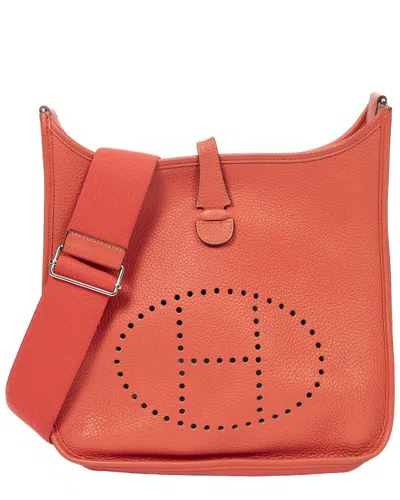Pre-owned Hermes Hermès Rose Tea Clemence Leather Evelyne Iii (authentic Pre-loved) In Orange