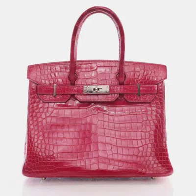 Pre-owned Hermes Rose Tyrien Crocodile Birkin 30 Handbag In Pink