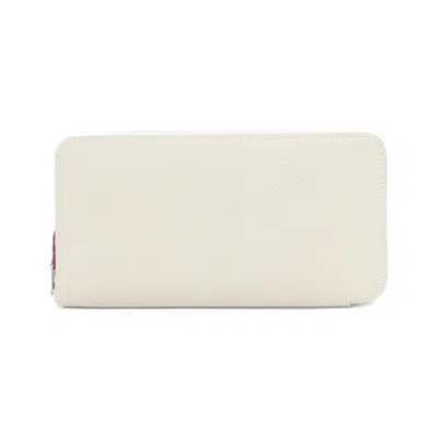Pre-owned Hermes Rose Tyrien White Epsom Leather Silk Long Wallet (bi-fold) () In Rose Tyrien, White