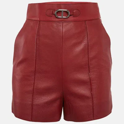Pre-owned Hermes Hermès Rouge Cardinal Red Leather Shorts S
