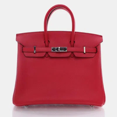 Pre-owned Hermes Rouge Casaque Epsom Birkin 25 Handbag In Red