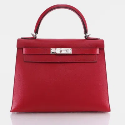 Pre-owned Hermes Rouge Casaque Epsom Kelly 28 Handbag In Red