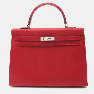 Pre-owned Hermes Rouge Casaque Epsom Leather Kelly 35 2way Shoulder Bag