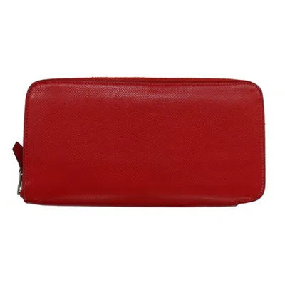 Pre-owned Hermes Rouge Casaque Epsom Leather Long Wallet (bi-fold) ()