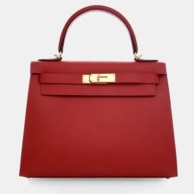 Pre-owned Hermes Rouge Casaque Epsom Sellier Kelly 28 In Red