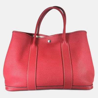 Pre-owned Hermes Rouge Casaque Negonda Garden Party 36 Handbag In Red