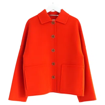 Pre-owned Hermes Rouge Cornaline Double Faced Cashmere Jacket In Red
