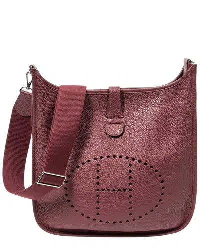 Pre-owned Hermes Hermès Rouge Grenat Clemence Leather Evelyne Iii (authentic Pre-loved) In Red