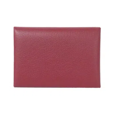 Pre-owned Hermes Rouge Grenat Epsom Leather Coin Purse/coin Case () In Burgundy