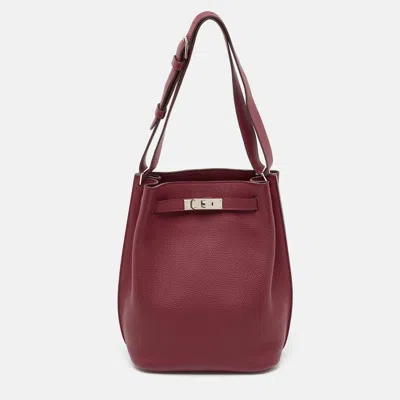 Pre-owned Hermes Hermès Rouge Grenat Togo Leather So Kelly 22 Bag In Red