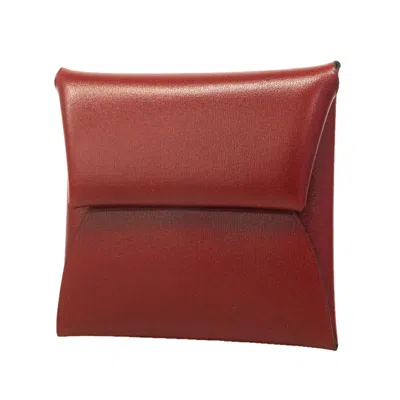 Pre-owned Hermes Rouge H Box Calf Leather Coin Purse/coin Case ()