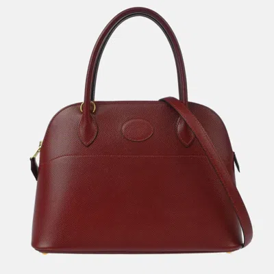 Pre-owned Hermes Rouge H Courchevel Bolide 27 2way Handbag In Burgundy