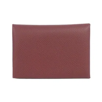 Pre-owned Hermes Rouge H Epsom Leather Coin Purse/coin Case ()