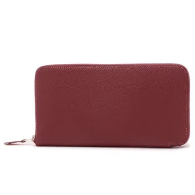 Pre-owned Hermes Rouge H Epsom Leather Long Wallet (bi-fold) () In Red