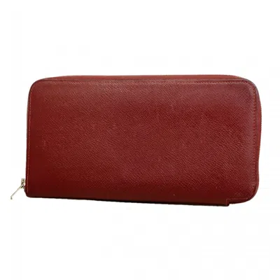 Pre-owned Hermes Rouge H Epsom Leather Long Wallet (bi-fold) () In Red