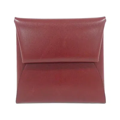 Pre-owned Hermes Rouge H Leather Coin Purse/coin Case ()