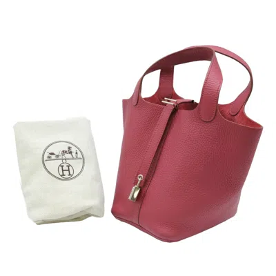 Pre-owned Hermes Rouge H Taurillon Clemence Leather Handbag Tote Bag ()