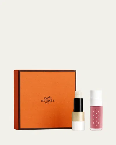 Hermes Rouge Lip Balm And Rose Kola Duo Lip Gift Set In White