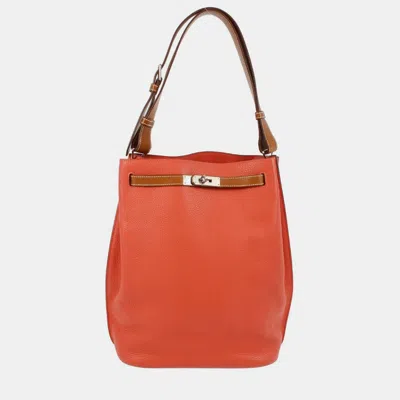 Pre-owned Hermes Rouge Pivoine Taurillon Clemence So Kelly 26 Shoulder Bag In Red