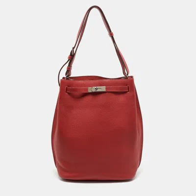 Pre-owned Hermes Rouge Pivoine/rose Jaipur Taurillon Clemence Leather Palladium Hardware So Kelly 26 Bag
