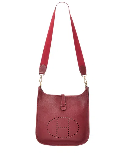 Pre-owned Hermes Hermès Rouge Togo Leather Evelyne Pm (authentic Pre-loved)