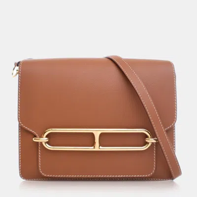 Pre-owned Hermes Roulis 23 Gold Evercolor Calfskin Leather Shoulder Bag