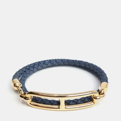 Pre-owned Hermes Hermès Roulis Blue Denim Double Tour Bracelet