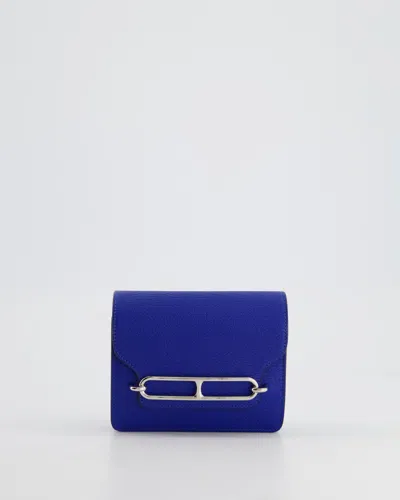Pre-owned Hermes Hermès Roulis Slim Belt Wallet In Bleu France Chevre Leather With Palladium Hardware In Blue