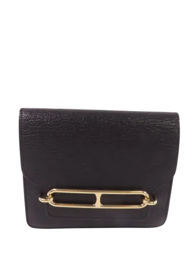 Pre-owned Hermes Roulis Slim Leather Wallet In Black