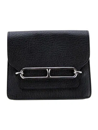 Pre-owned Hermes Roulis Slim Wallet In Black
